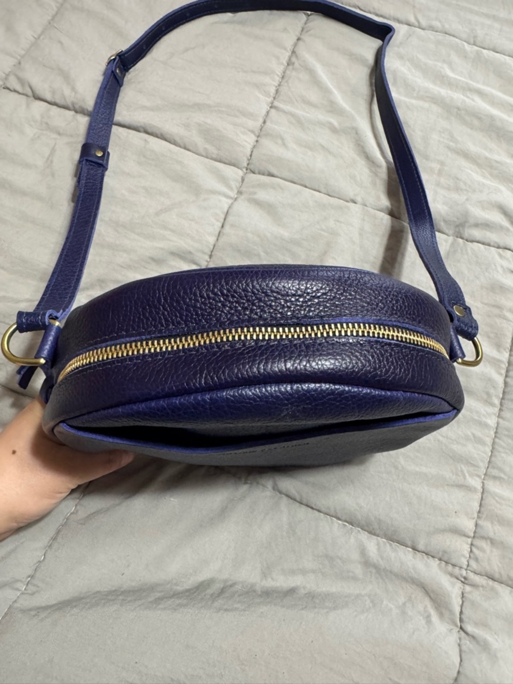 Portland Leather Circle Crossbody in Cobalt - Picture 4 of 11